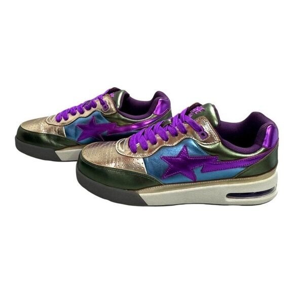 A Bathing Ape BAPE Roadsta Metallic Green Purple Size 9.5 1I20191006 Sta New Box - Picture 9 of 14